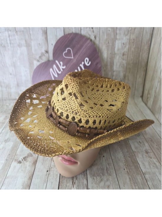 Peter Grimm Accessories - Peter Grimm Beige Straw Cowboy Hat NWOT